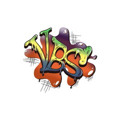 Graffiti text effect VBS (Vacation Bible School) illustration advertisement, Isolated on white...