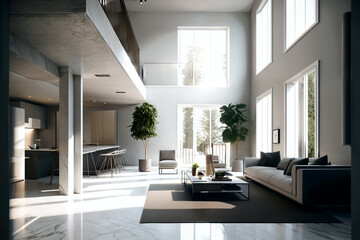 Fototapeta na wymiar modern living room interior, double height