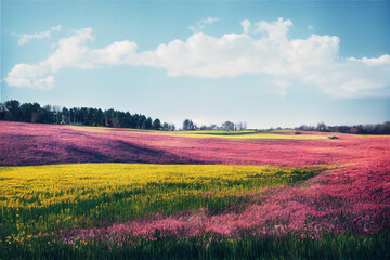 Fototapeta na wymiar landscape with a field of flowers