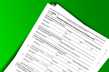 Naklejka premium Form 13976 documentation published IRS USA 07.17.2012. American tax document on colored