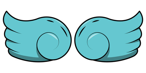 a pair of wings with cute cartoon style