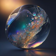 Opal gem precious stone with the universe within illustration made with Generative AI
