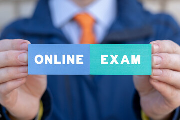 Online exam concept. E-Learnning, Degree, Graduate. Online test knowledge. Electronic education.