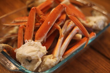 seafood on a glass plate 