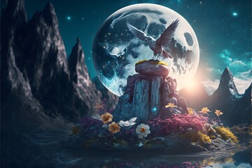 Fototapeta na wymiar halloween landscape with moon