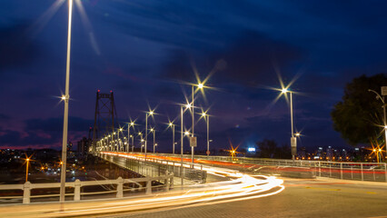 Fototapeta na wymiar noite e a ponte Hercílio luz de Florianopolis Santa Catarina Brasil Florianópolis
