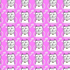 seamless pattern of cute cat cartoon