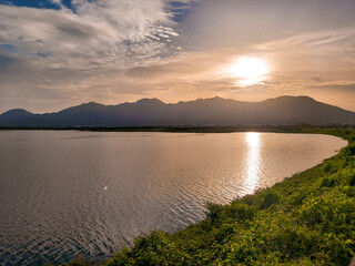 sunset over the lake