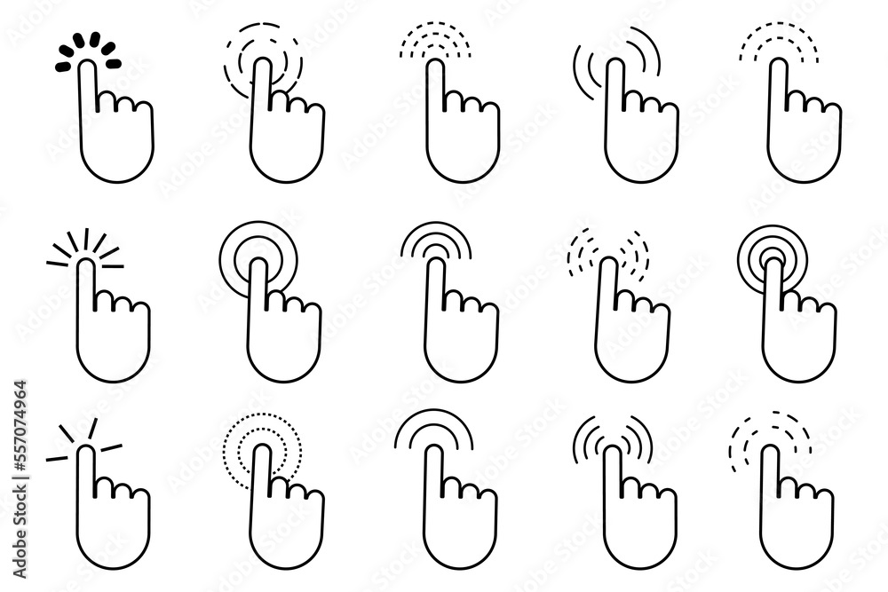 Poster set cursor finger. computer technology concept. computer mouse. vector illustration. stock image.