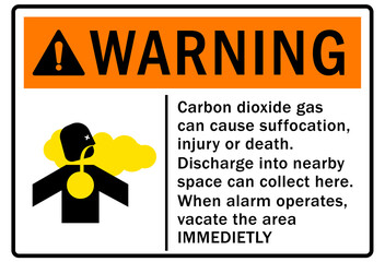 Obraz premium Fire hazard carbon dioxide co2 warning sign carbon dioxide can cause suffocation, injury or death