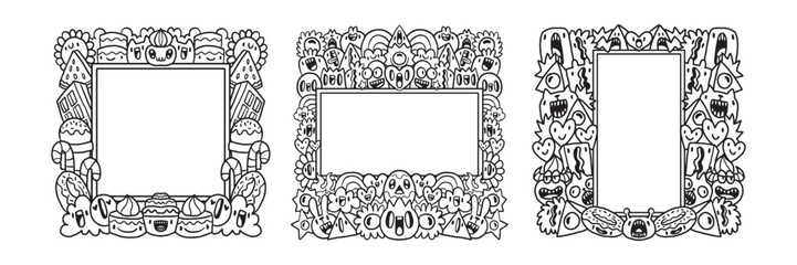 Hand drawn Abstrack doodle art frame Collection