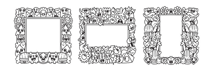 Hand drawn Abstrack doodle art frame Collection