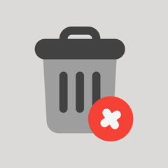 Delete icon in flat style about user interface, use for website mobile app presentation