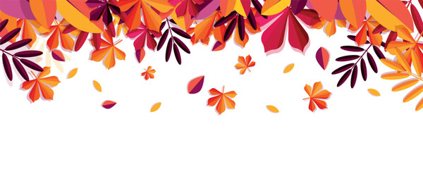 Autumn sale leaves. Graphic element for website, interface for programs and applications. Fall season, special and limited offer. Marketing and advertising, promotion. Cartoon flat vector illustration