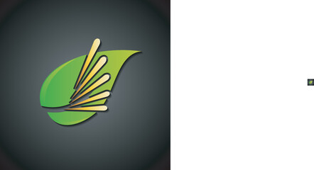 green leaf icons logo design