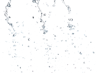 Shape form droplet of Water splashes into drop water line tube attack fluttering in air and stop motion freeze shot. Splash Water for texture graphic resource elements, White background isolated