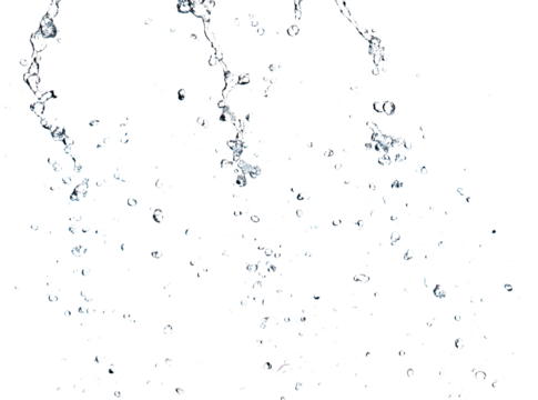 Shape form droplet of Water splashes into drop water line tube attack fluttering in air and stop motion freeze shot. Splash Water for texture graphic resource elements, White background isolated