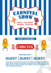 Carnival party poster template in flat design