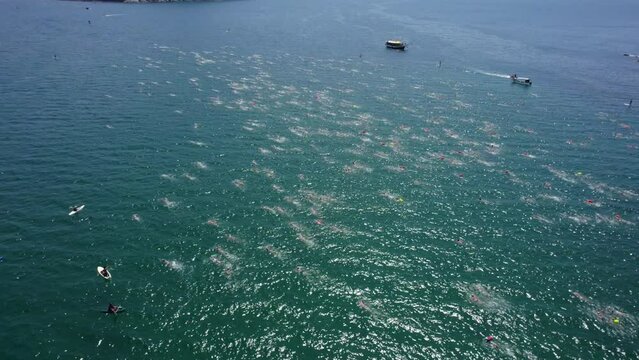 Aerial view of the Travessia da Fuga das Ilhas in Barra Do Sahy, Sao Sebastiao, Brazil