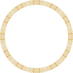 Vector golden round Belarusian national ornament. Ethnic circle gold border, Slavic peoples frame.