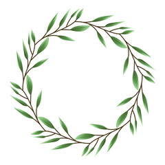 Wreath green leaf frame, Flat Modern design , illustration
