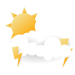 Set weather, clear sky, cloudy sky, rain, rainbow,  isolated on transparent background ,  Flat Modern design 