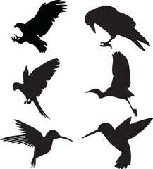 Beautiful flying bird silhouette vector art design. This is an editable file.