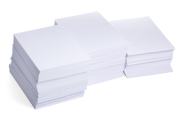 Stacks of paper sheets on white background
