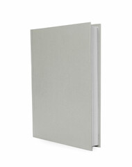 Closed book with grey hard cover isolated on white