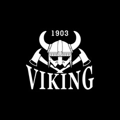 Vintage Viking Helmet Illustration With Crossed Axe Vector Design Inspiration