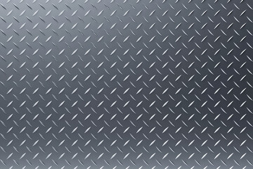Metal floor plate with diamond pattern. 3D illustration. Steel plate metal background or texture