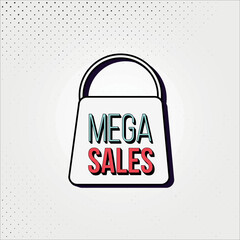 Mega sales shipping bag design template, modern desing with curves