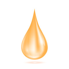 Vitamins collagen serum water drop orange isolated on white background. For ads beauty skin care cosmetics. Medical concepts. 3D Realistic Vector.