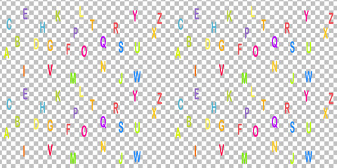 Colorful alphabet on transparent background