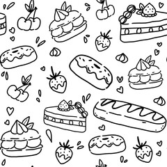 Sweets doodle seamless pattern suitable for decoration, card, stationery 