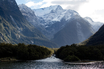 landscape with lake and mountains