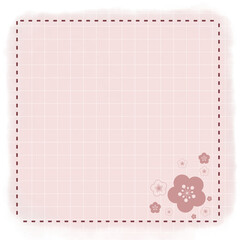 Pink grid paper with flower