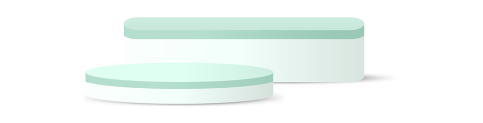  3d pedestal podium with pastel green geometric platform. Product display presentation. Minimal scene.