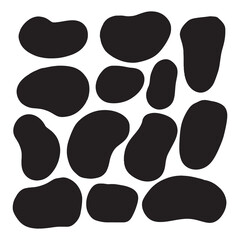 Random blob shapes. Set of abstract liquid shape. Organic black blobs irregular form. Simple water forms illustration.