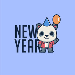 CUTE PANDA NEWYEAR VECTOR