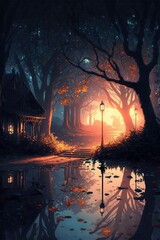 Beautiful sunset scenery, Forest