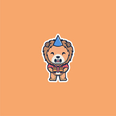 CUTE LION NEWYEAR VECTOR