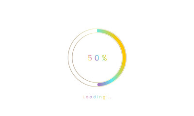 50 percent rainbow loading bar, uploading bar for user interface, colorful Futuristic loading bar.