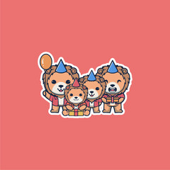 CUTE LION NEWYEAR VECTOR