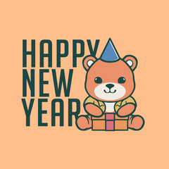 CUTE BEAR NEWYEAR VECTOR