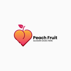 Vector Logo Illustration Peach Fruit Gradient Colorful Style