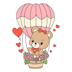 bear with hot air ballon