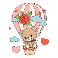 bear with hot air ballon