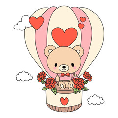 bear with hot air ballon