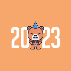 CUTE BEAR NEWYEAR VECTOR